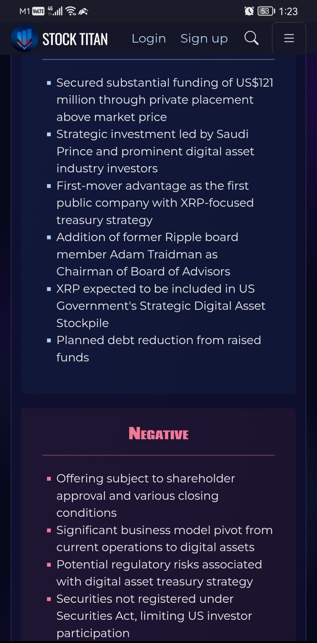 ビボパワーインターナショナルは、リップルに焦点を当てたデジタル資産トレジャリー戦略と、シェアあたり6.05米ドルで価格付... -  moomooコミュニティ