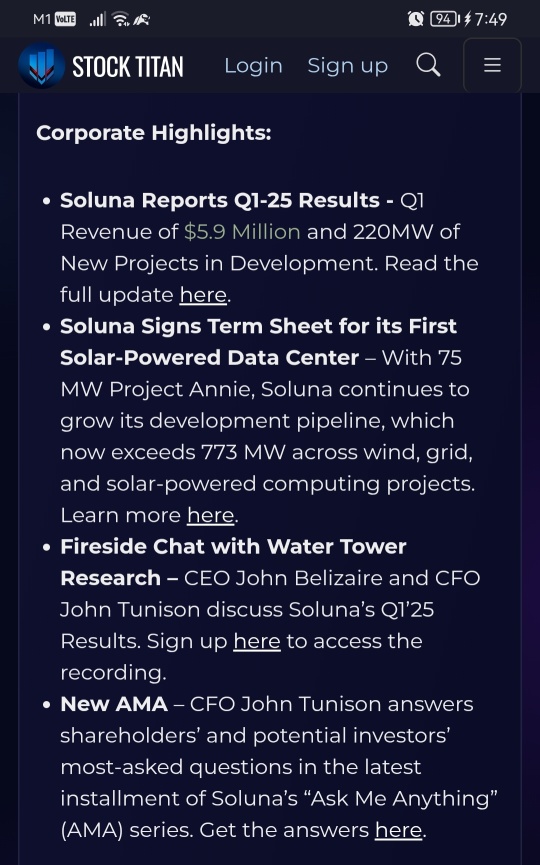 Soluna Announces Monthly Business Update