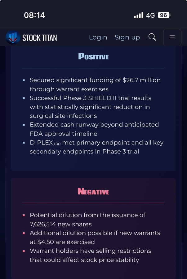 PolyPid通過成功的SHIELD II三期試驗結果，憑藉Warrants行使獲得2670万美元。