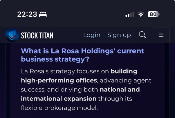 La Rosa Holdings CORP. 宣布重要里程碑：超过3,000名代理商，并报告2025年上半年的初步未经审计的营业收入为3840万，年增长率达到19.4%