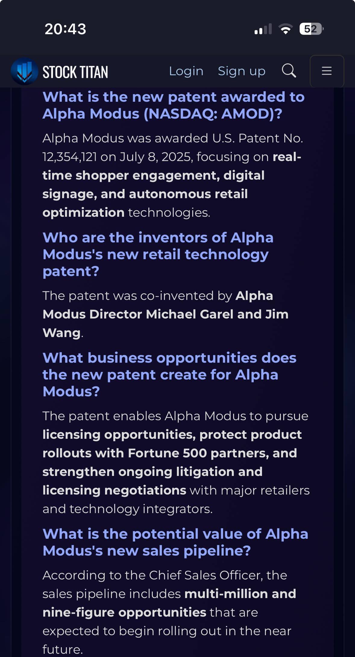 Alpha Modus Awarded New U.S. Patent Strengthening Its AI Retail Technology Portfolio