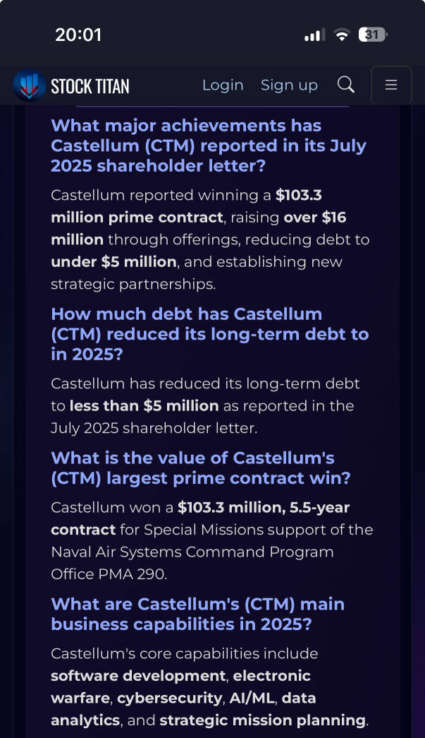 Castellum, Inc. 向股东发布信函