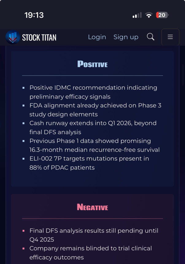 Elicio Therapeutics Announces Positive Recommendation by IDMC to Continue ELI-002 7P Randomized Phase 2 Study in Pancreatic Cancer Without Modifications to Final Analysis