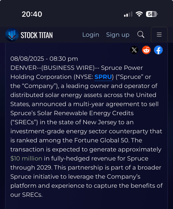 Spruce Power Signs Multi-Year Multimillion Dollar Agreement to Sell Renewable Energy Credits in New Jersey