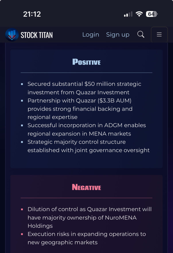 NeOnc Technologies Finalizes All Contingencies for $50 Million Strategic Partnership with Quazar Investment as NuroMENA Holdings Receives ADGM Incorporation