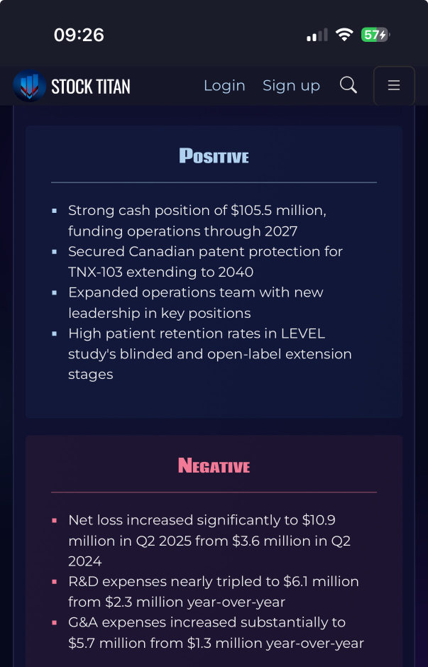 Tenax Therapeutics Reports Second Quarter 2025 Financial Results and Provides Corporate Update
