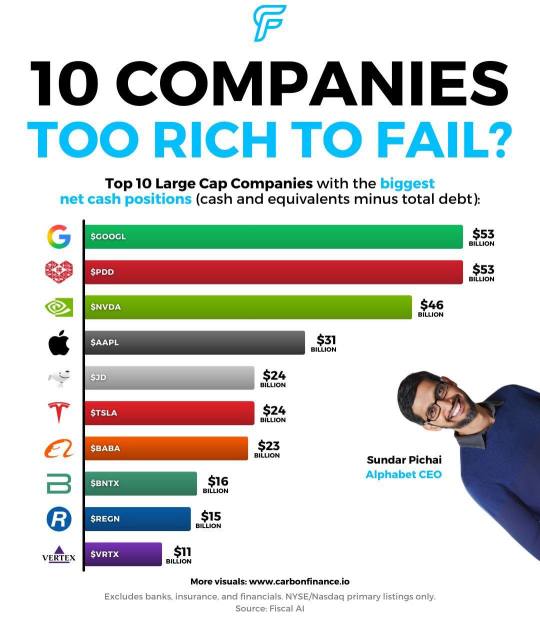 📊 拥有最强现金储备的十大公司