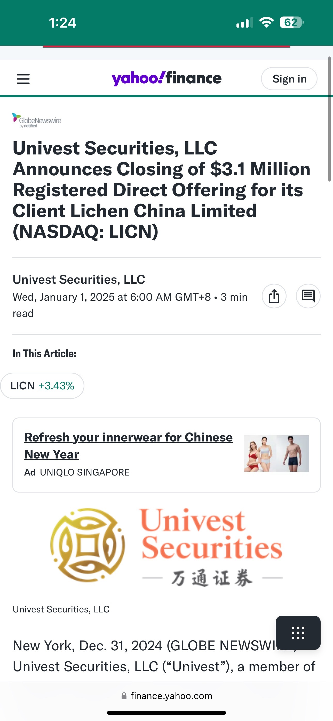 $理臣中国 (LICN.US)$ 所以根据Yahoo的说法，该提供已经关闭了