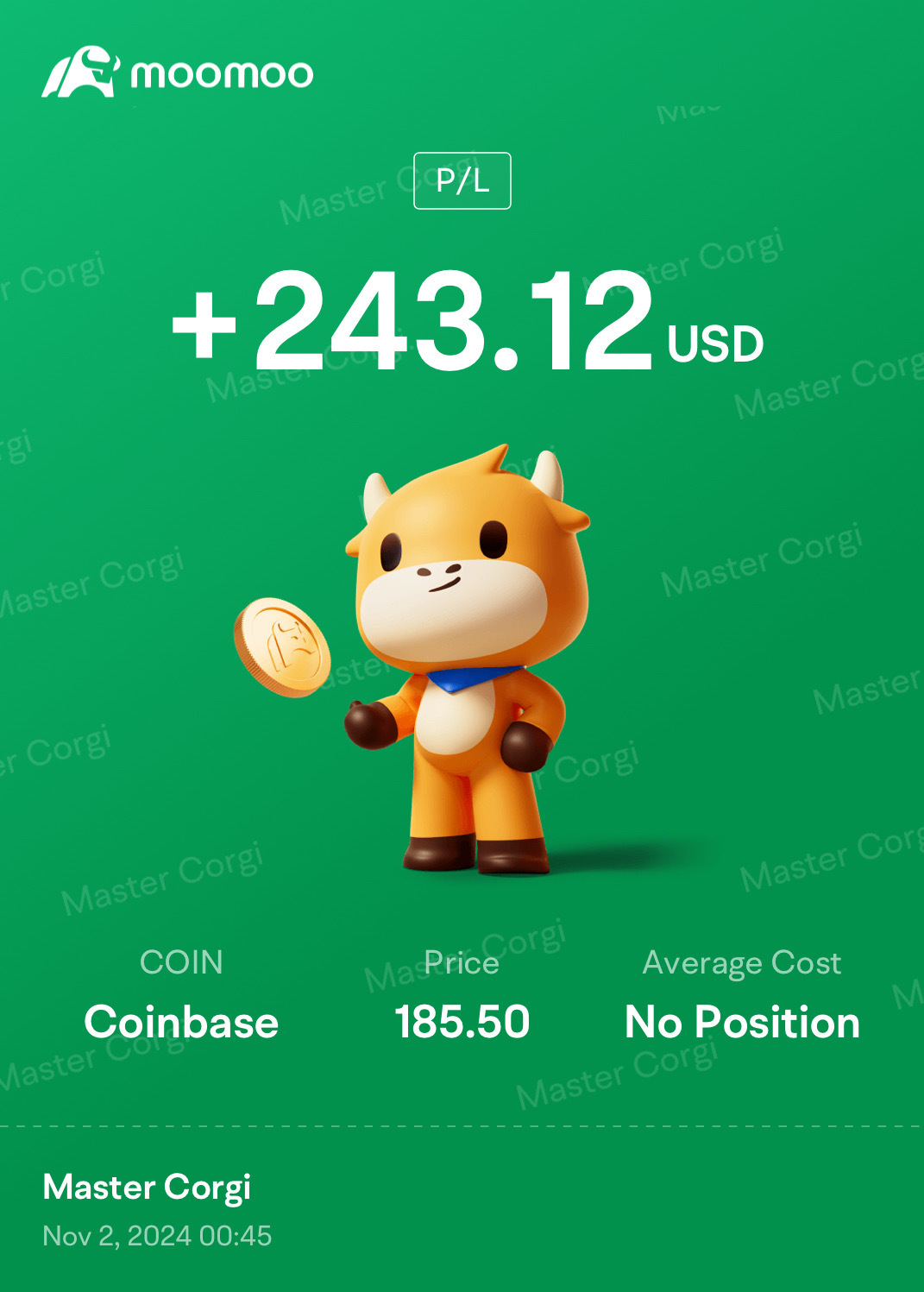 晚安，不再等待 😴😴😴 $Coinbase (COIN.US)$