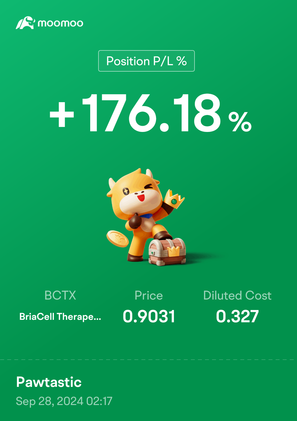 $BriaCell Therapeutics (BCTX.US)$ worth the wait. yeah