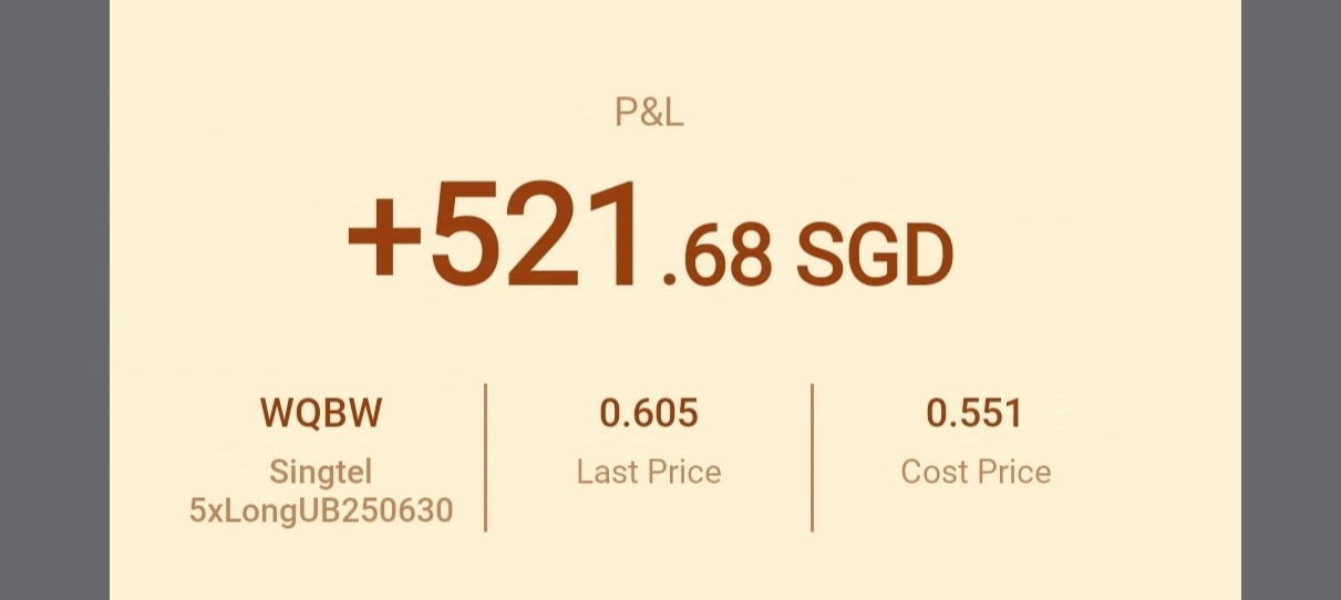 $Singtel (Z74.SG)$$Singtel 5xLongUB250630 (WQBW.SG)$ coffee time  ( high risk instrument)