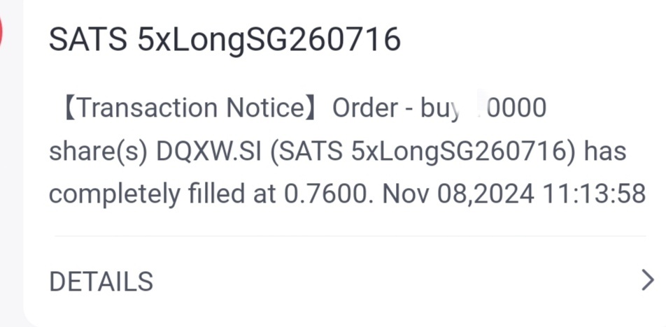 $SATS 5xLongSG260716 (DQXW.SG)$ Not afraid of death. No risk no gain  $SATS (S58.SG)$