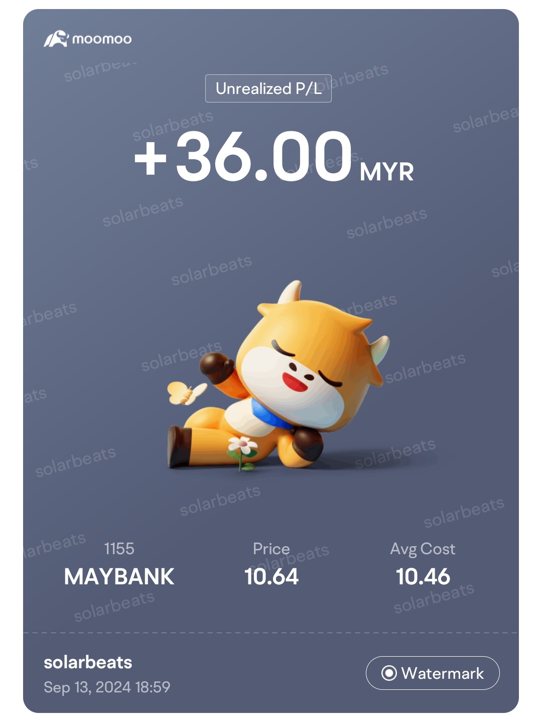 $MAYBANK (1155.MY)$ Hi guys I have a question. On the 23rd of Aug I bought at the price of 10.46 and after the dividend adjustment historically it's showing tha...