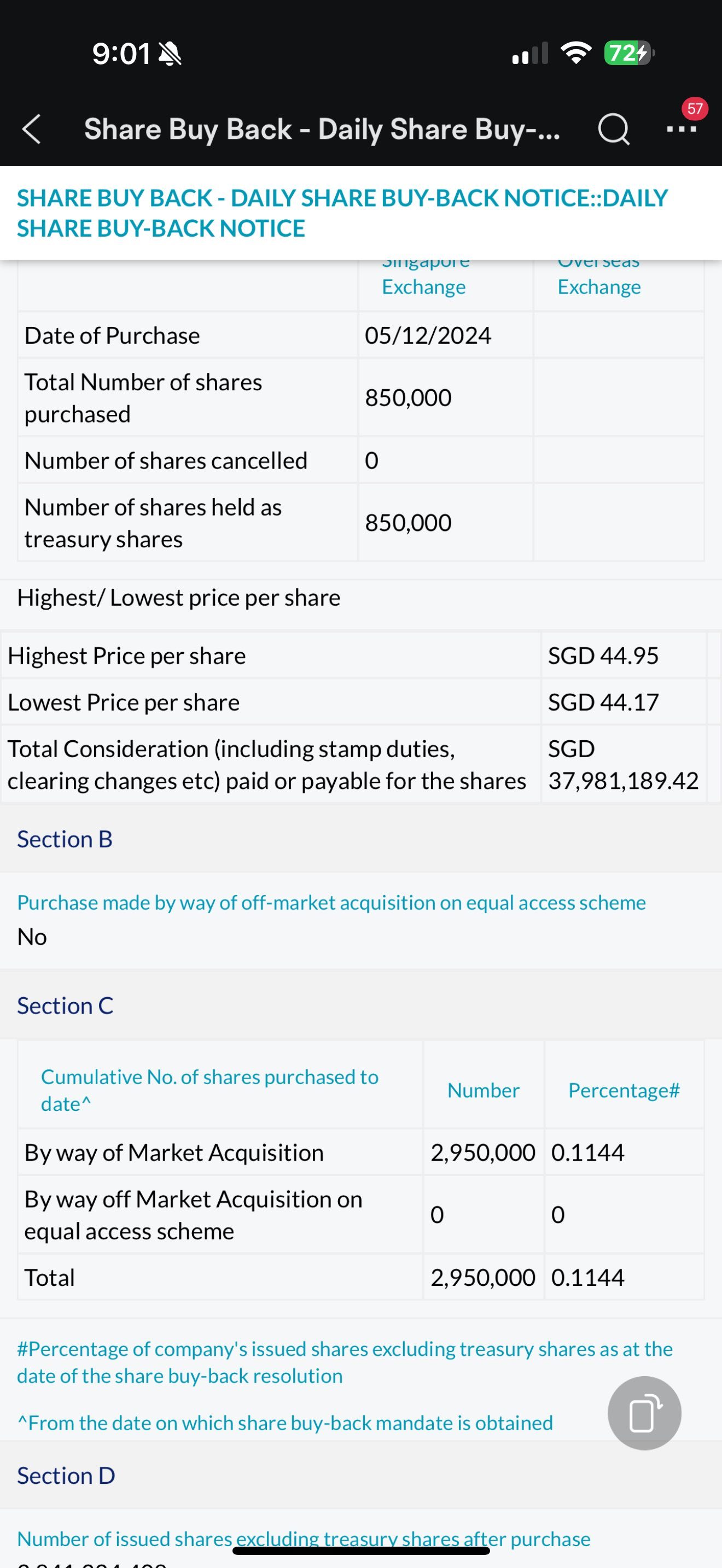 44.17-44.95 range share buyback