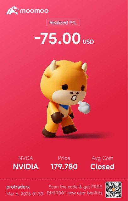 2026年3月5日 EST 实现两笔英伟达 $NVDA 当日短线空单