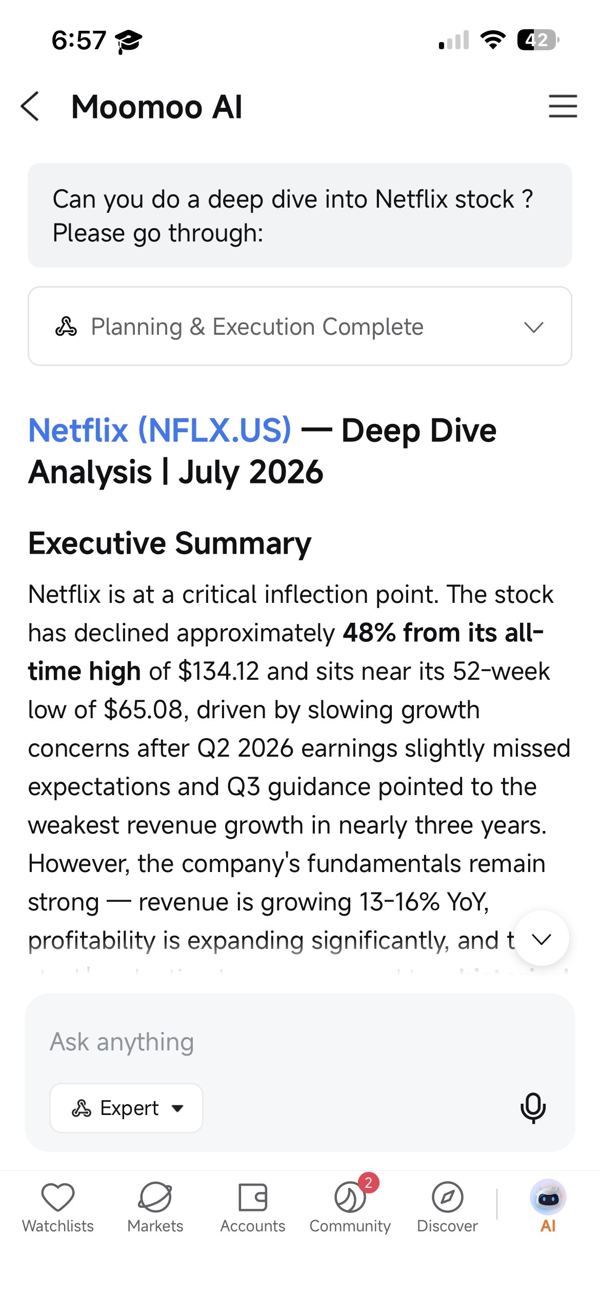 Moomoo AI fundamental analysis on Netflix - moomoo Community