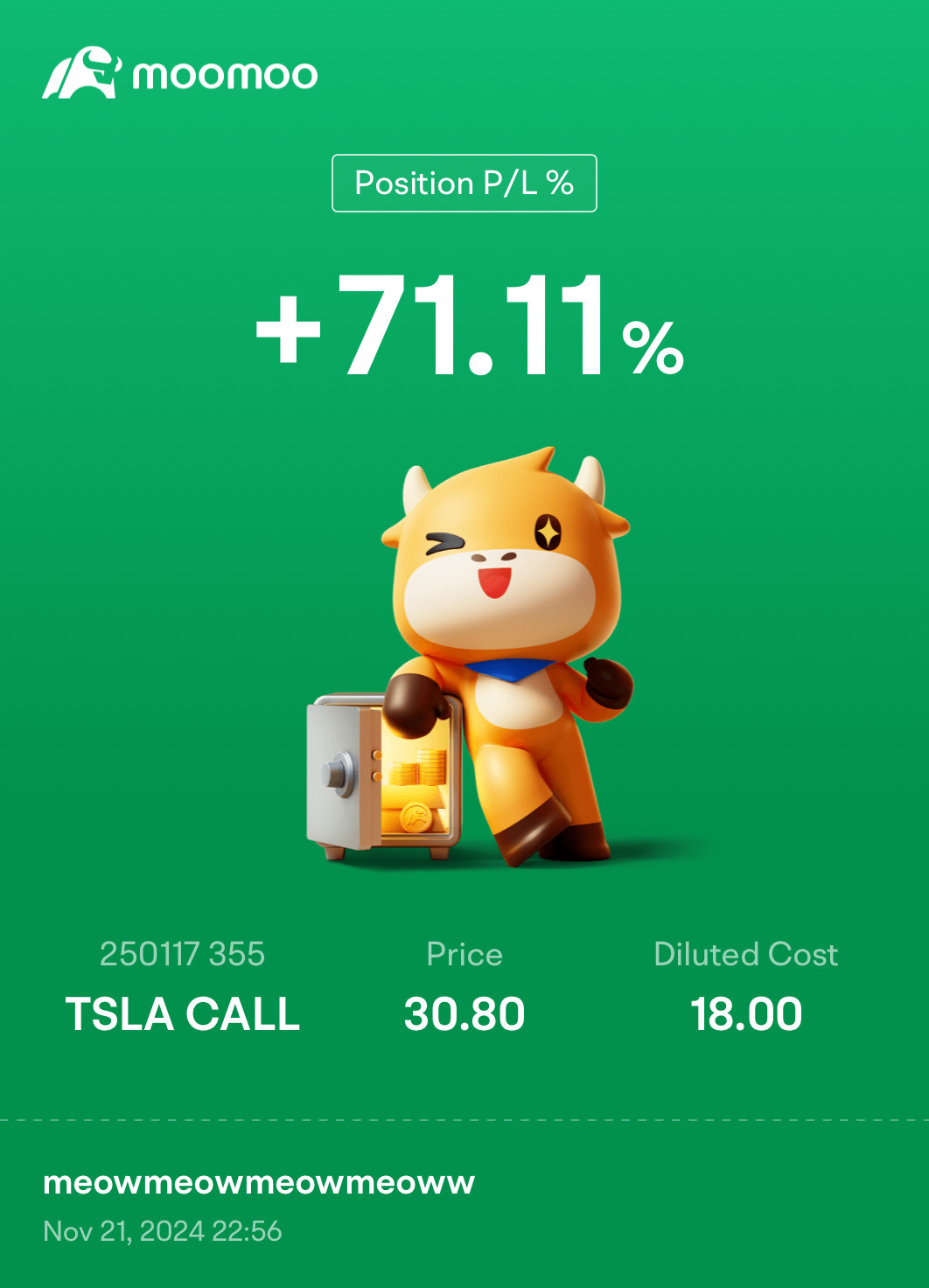 $特斯拉 (TSLA.US)$ 先買入然後購買聖誕禮物給自己 耶😁😁