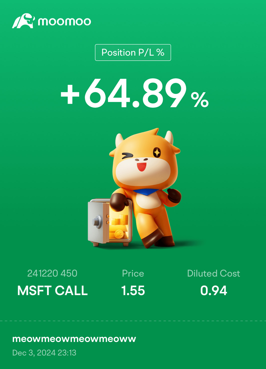 $MSFT 241220 450.00C$ 💪💪💪