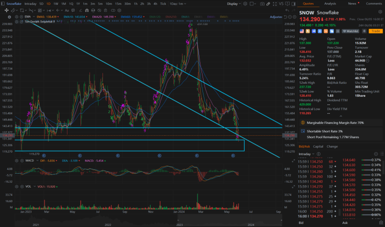 Snowflake at a Critical Support Level: Will It Plummet or Rebound?