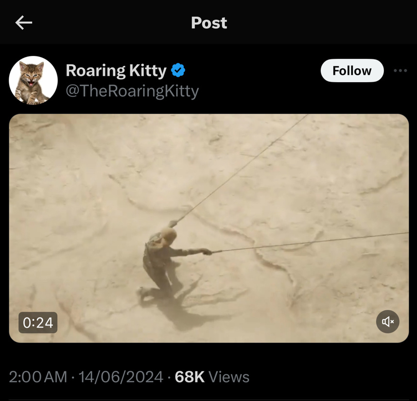 Roaring Kitty New Tweet
