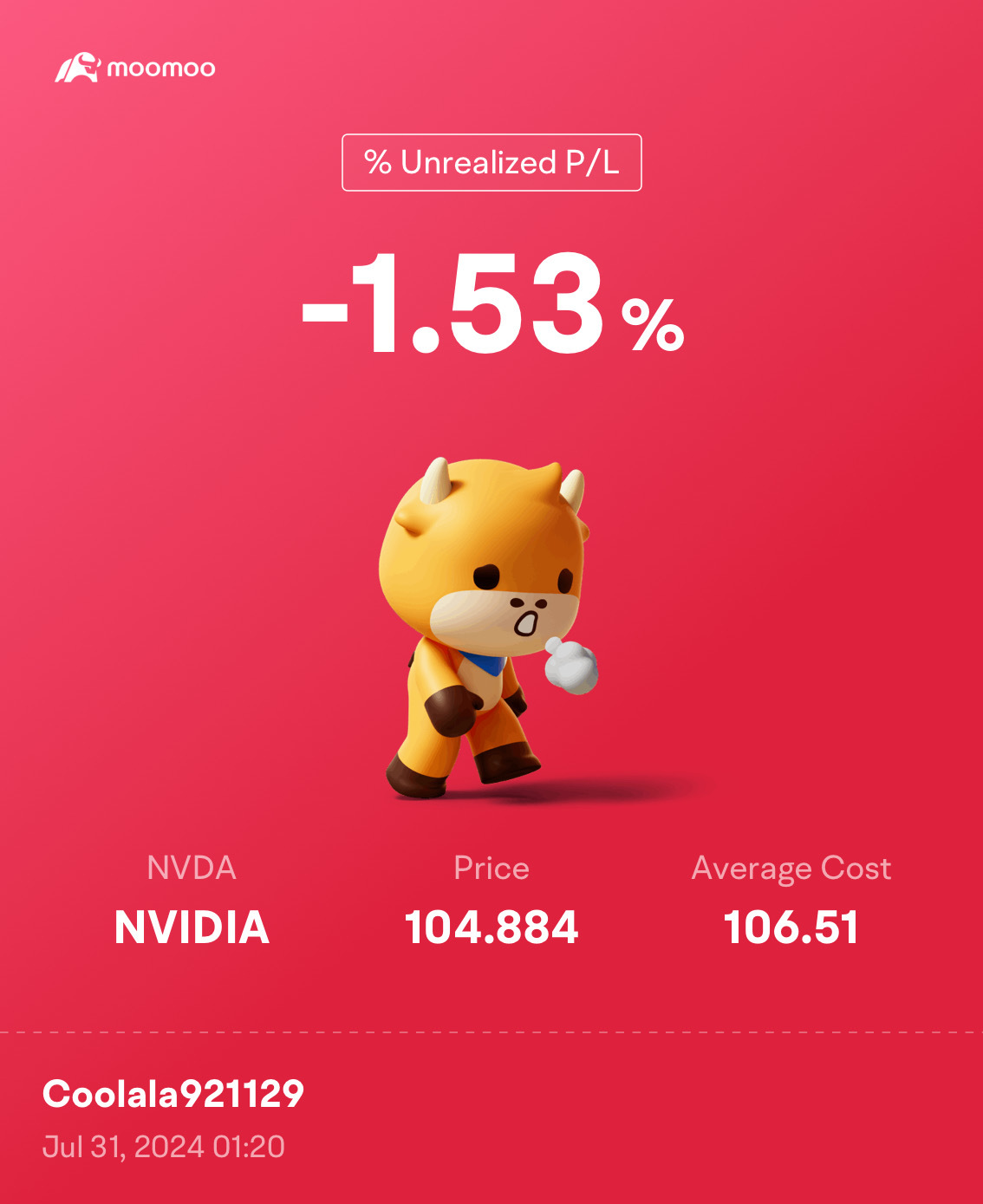 $英偉達 (NVDA.US)$ 我剛剛再次加入持有這支股票，但是在慢慢建立投資組合。