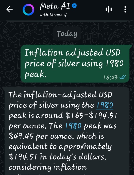 經通脹調整的銀價。