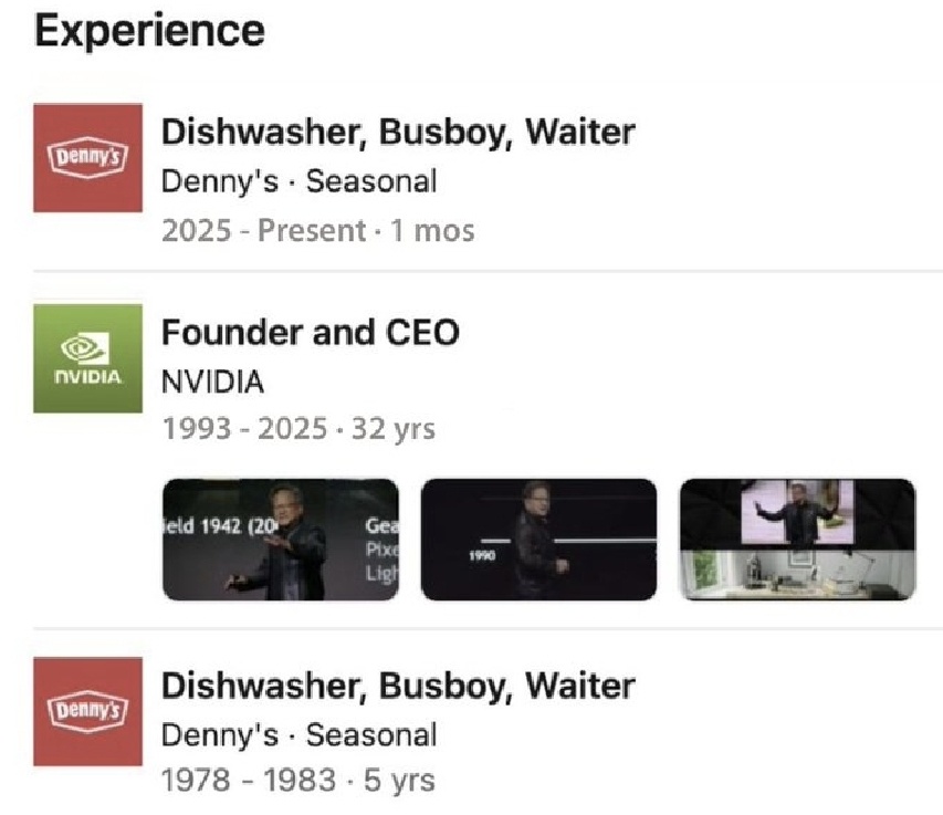 $NVIDIA (NVDA.US)$ oi jensen resign from denny's and help us
