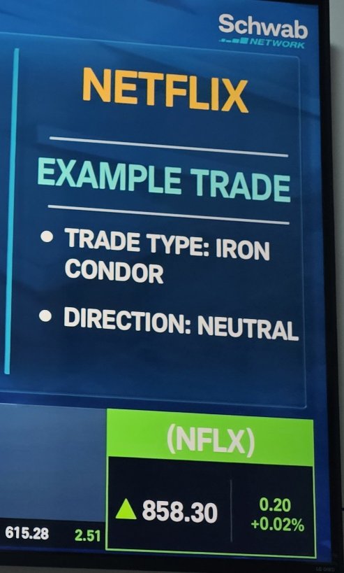 Earnings play on nflx, using neutral strategy iron condor.