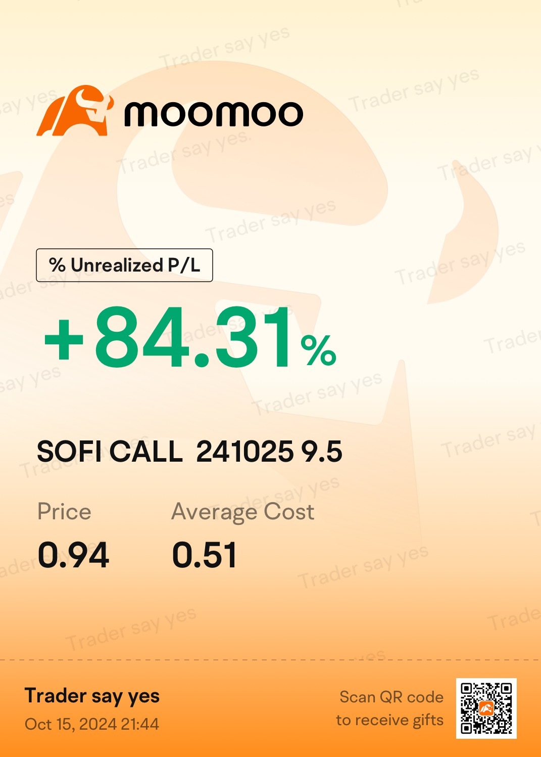 $SOFI 241025 9.50C$ 飛吧，火箭🔥