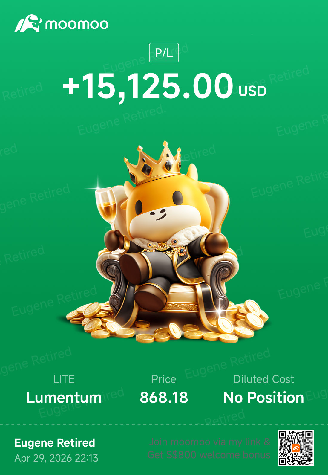 ルメンタム サンディスク +15k +13.7k USD