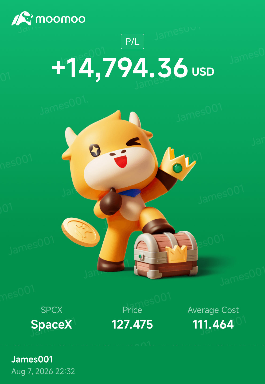 $SpaceX (SPCX.US)$Musk正在做一些事情，其挑战将改变AI行业，对它要有信心，你要么登上月球，要么撞上它