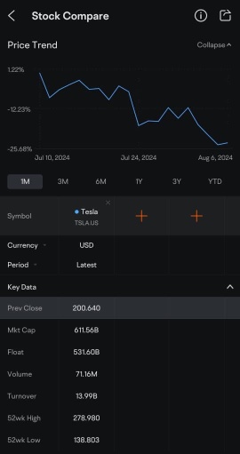 股票對比 - 特斯拉