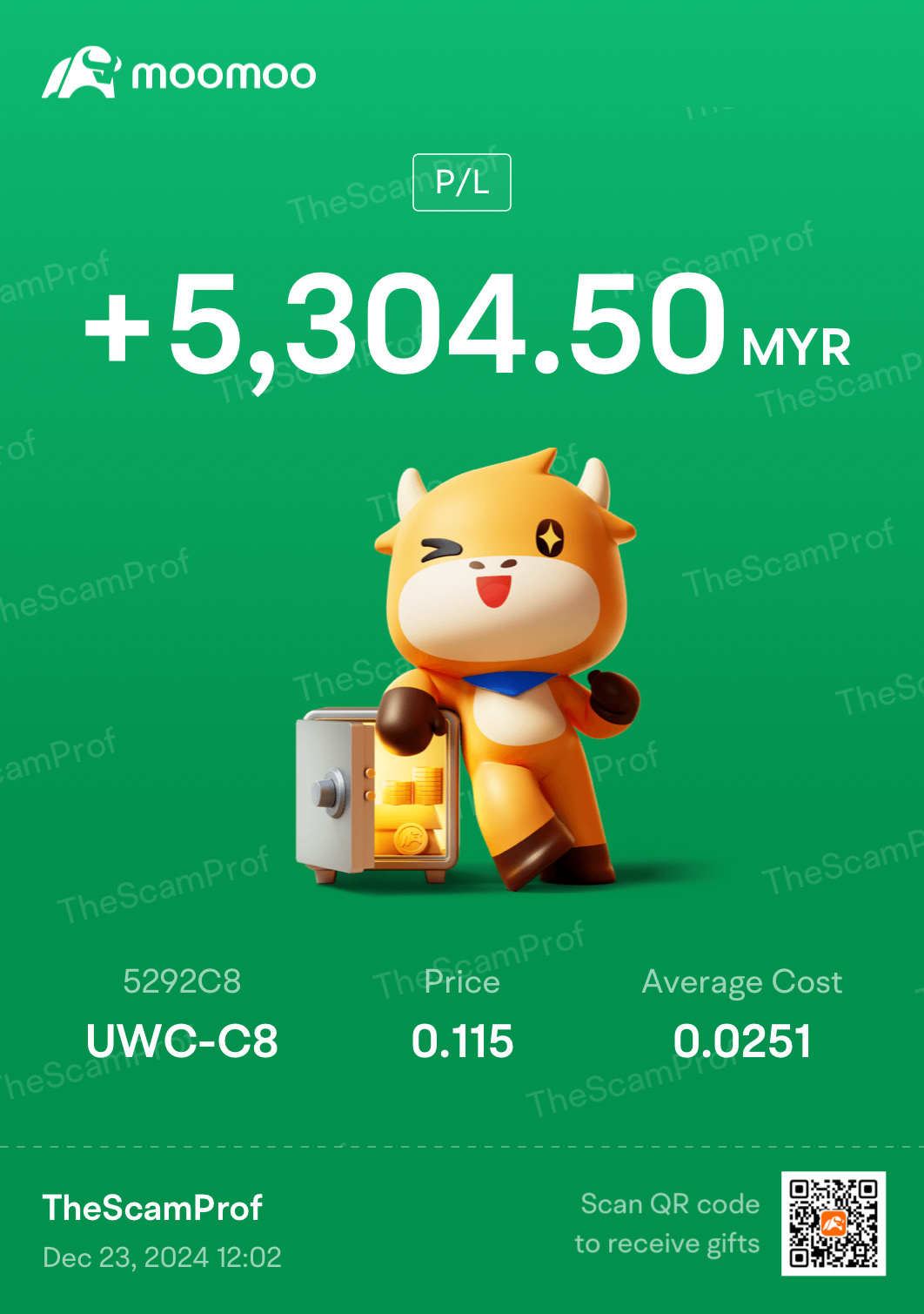 $UWC (5292.MY)$ 曾經有人私信我，問我是否只買了100股。我在這裏。雖然不是大筆資金，但回報仍然算不錯。