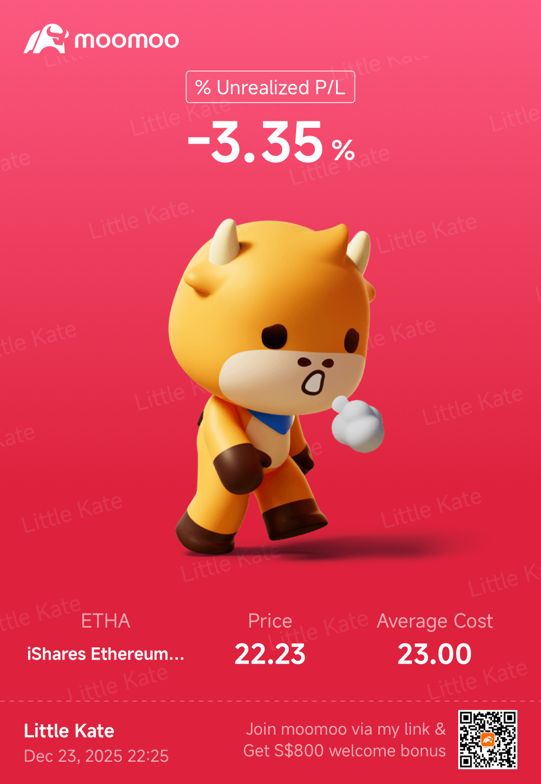 以太坊ETF-iShares (ETHA.US)$ 昨天刚买，今天就想卖。Coin ETF 不适合我。🥲 - moomoo 社区