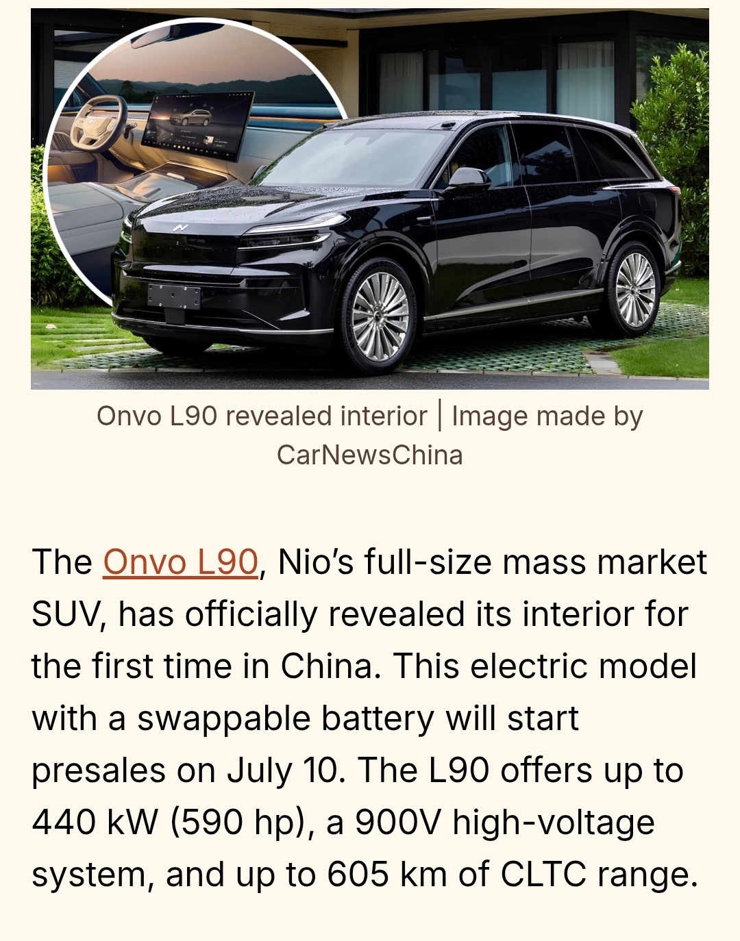 Onvo L90 內飾揭曉