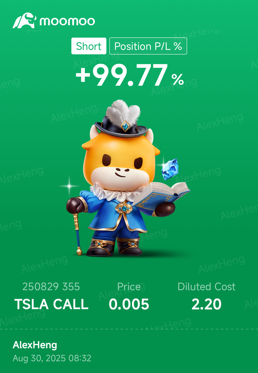 Weekly options gain ending 29 Aug