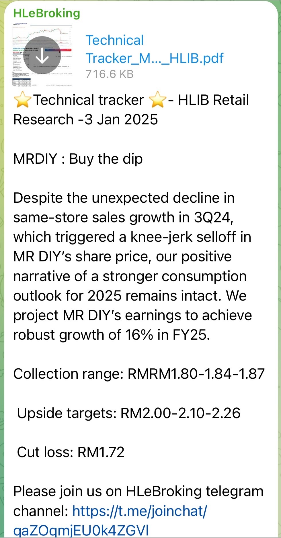 $MRDIY (5296.MY)$ 2025-01-03 ホンリョン投資銀行