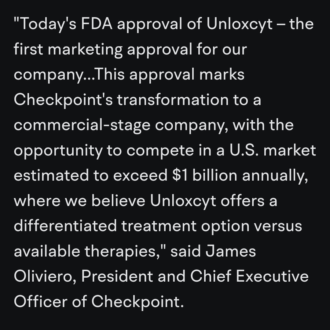 $Checkpoint Therapeutics (CKPT.US)$ 這將直奔到2025年！ x5 上漲時買入。 這絕對是一個值得保留的東西。