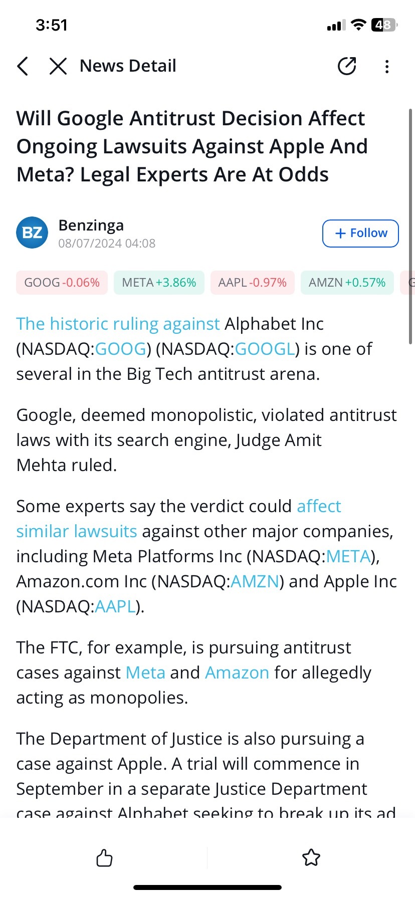 Antitrust decision on Google affect Apple ?