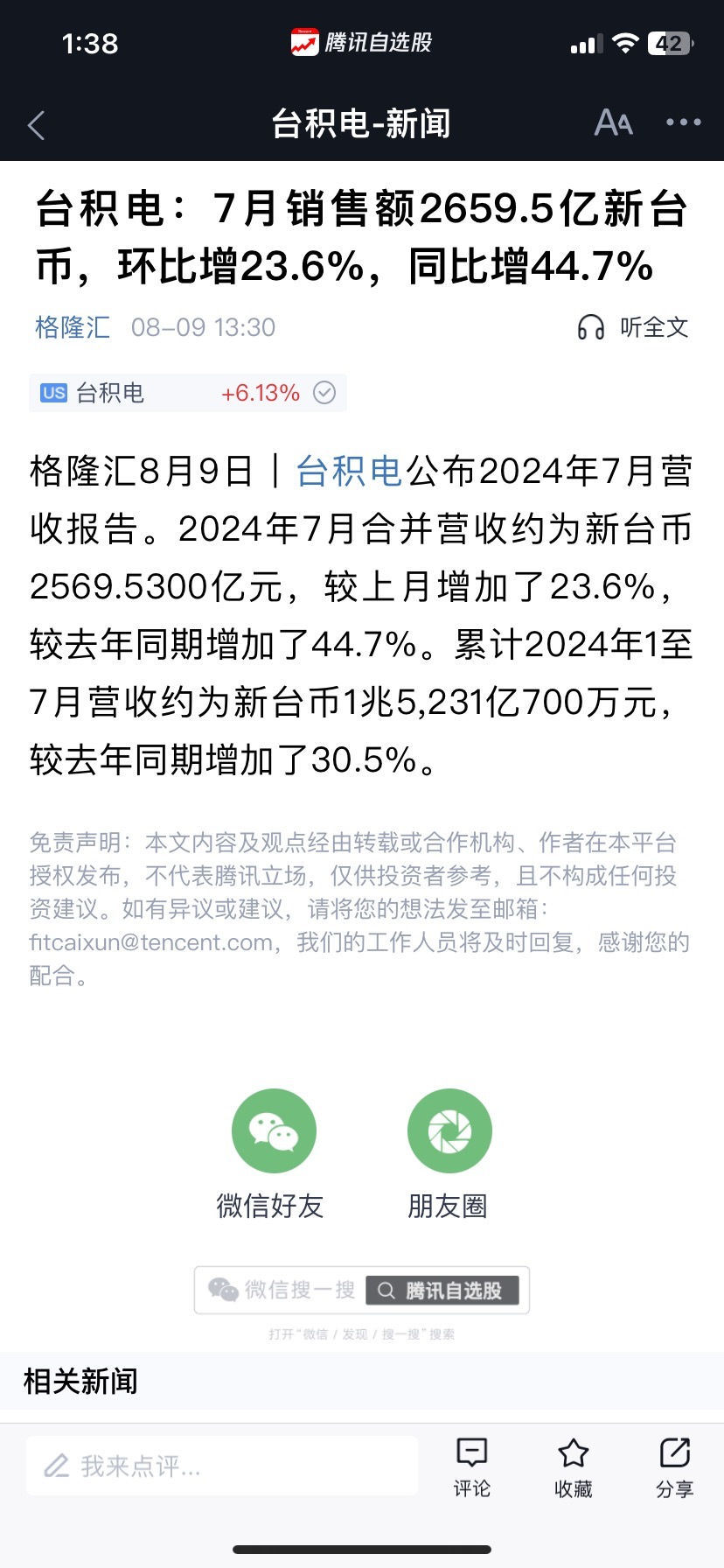 7 月銷售額同比增加 44.7%；同期上升 23.6%，恭喜