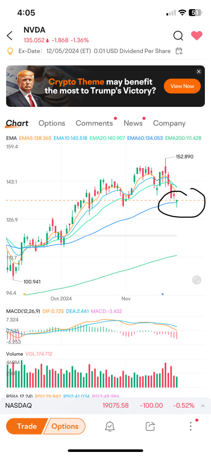 Touch ema 60 line and rebound