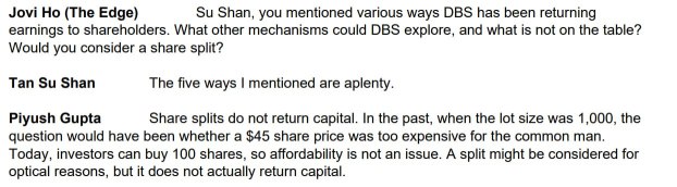 Some transcript notes on returns to shareholders, will be an exciting 3 years to look forward to 😁