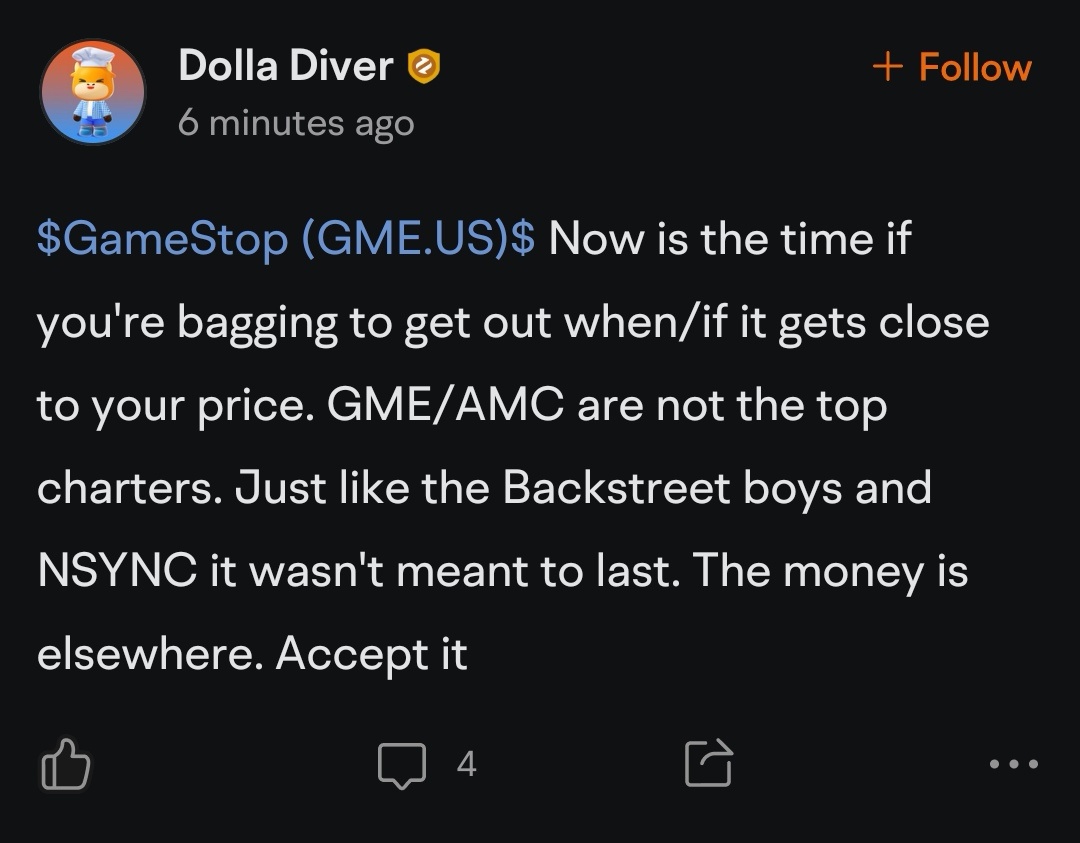 $GameStop (GME.US)$ Seems like u bought high previously and now wanting to get out of GME once its gonna squeeze. Wow and u are convincing us to get out when so...