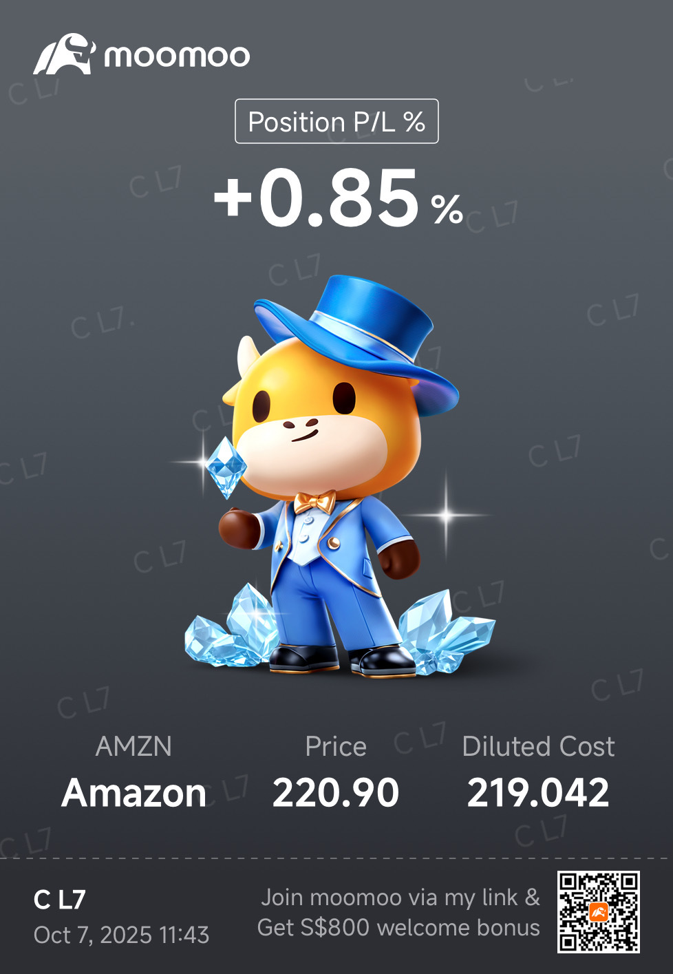 $亚马逊 (AMZN.US)$ 1年收益，笑死。谢谢贝索斯