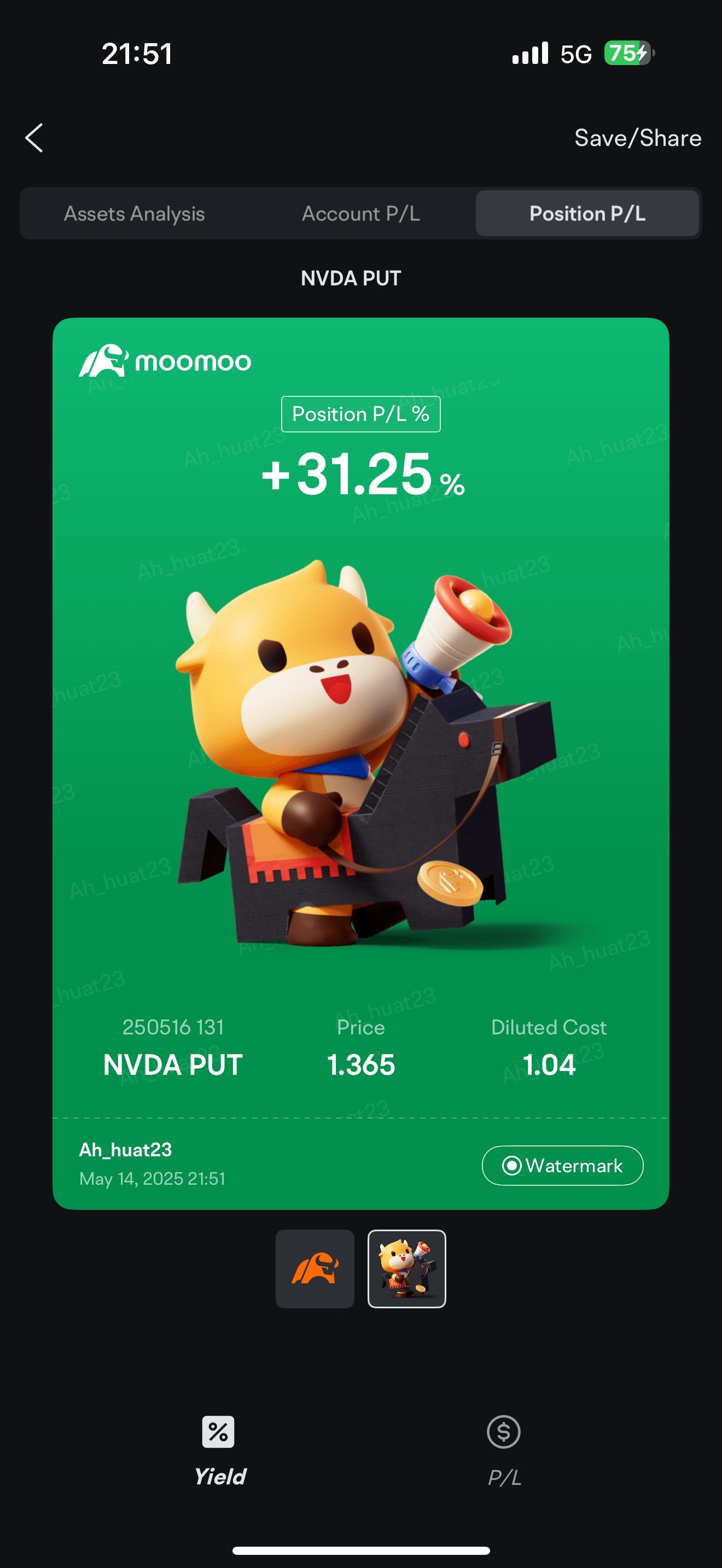 $英伟达 (NVDA.US)$ 大量的获利了结正在进行。可以买入期权而不是出售股份，在从期权中获得利润后，用这些利润再买入更多股份。 [可爱]