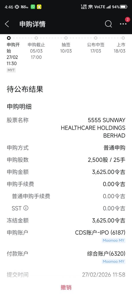 Sunway Healthcare 的 IPO 刚刚在 moomoo 上以 RM 1.45 发布