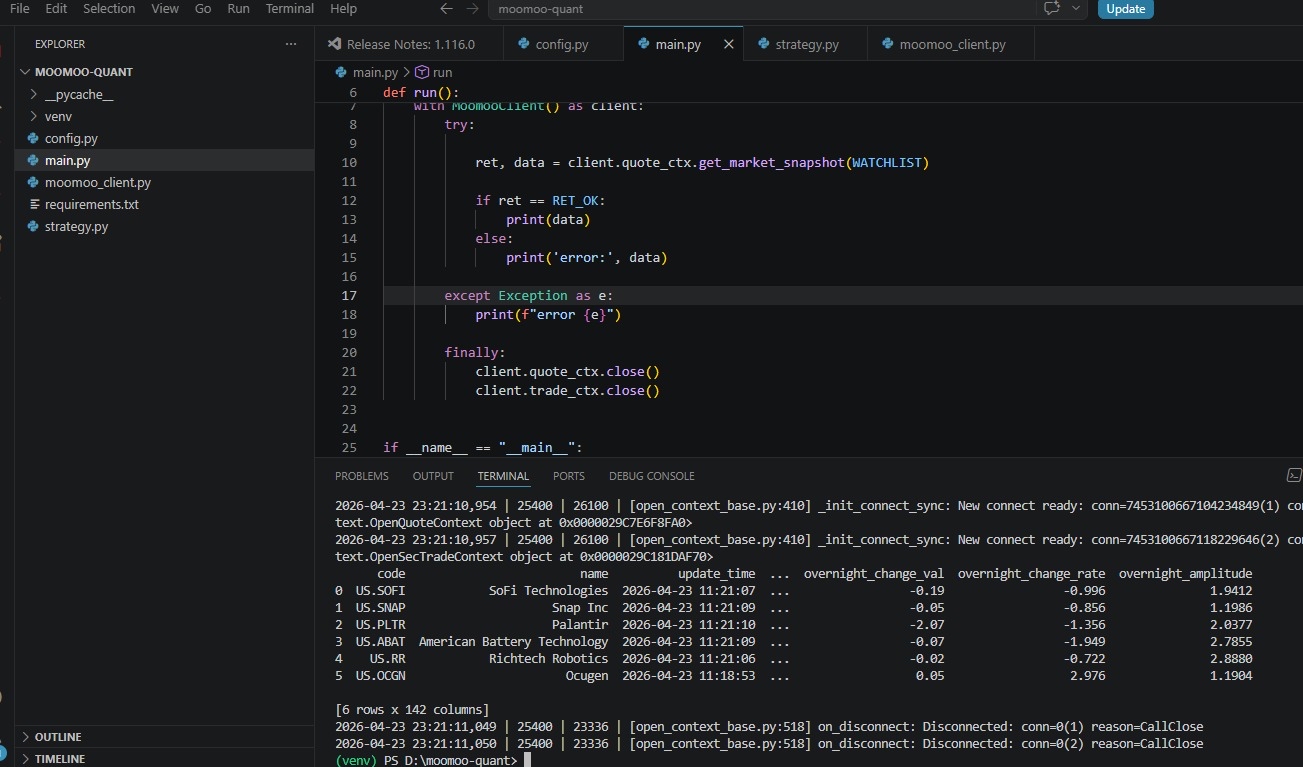 Experience Moomoo API skills for the first time