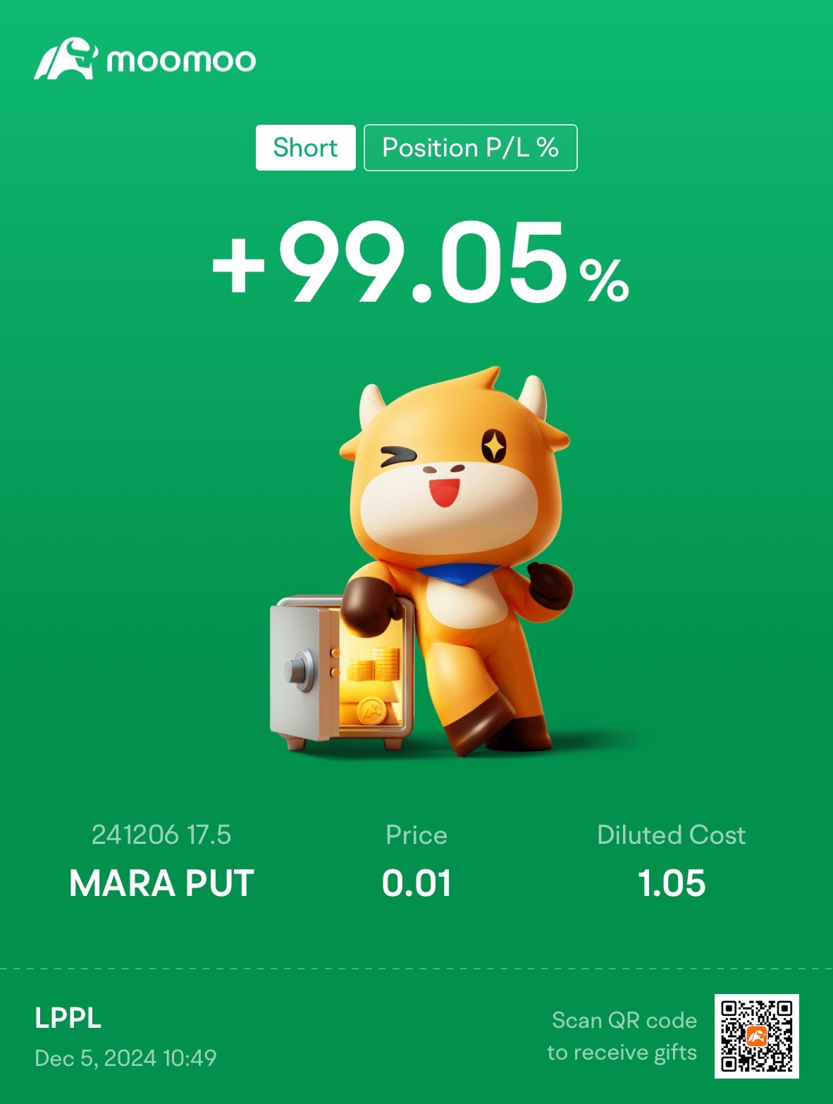 $MARA Holdings (MARA.US)$ 耶 10BTC！可以和魚一起玩 cai fan！