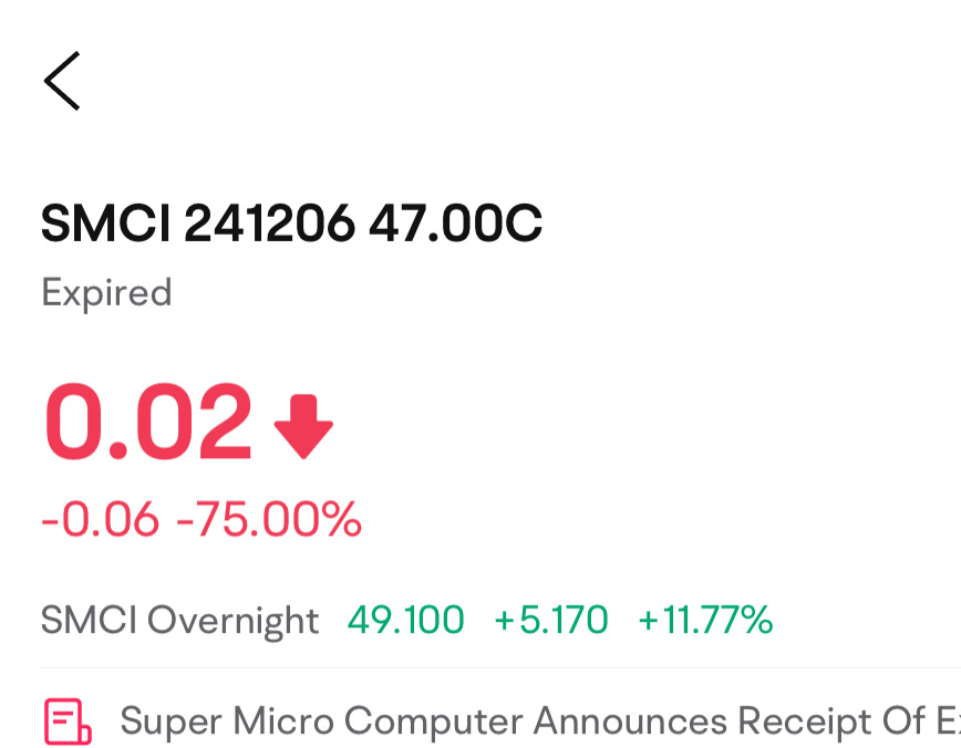 $SMCI 241206 47.00C$ 今、自分を首吊りにするつもりです。私の運はいつもこんな感じです