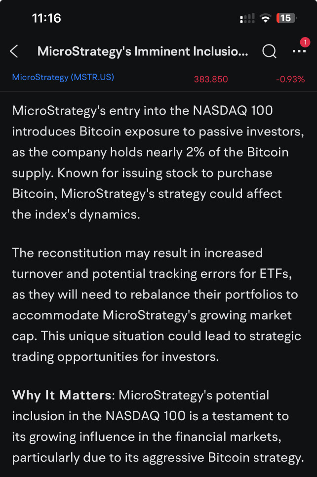 MSTR will be in NASDAQ100!?